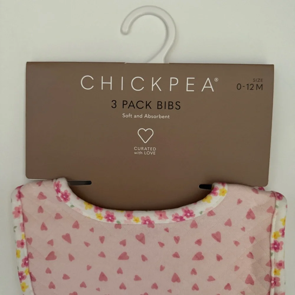 Bibs Soft Absorbent Hearts Floral Polka Dot Snap Closure 0-12M NEW | ChickPea